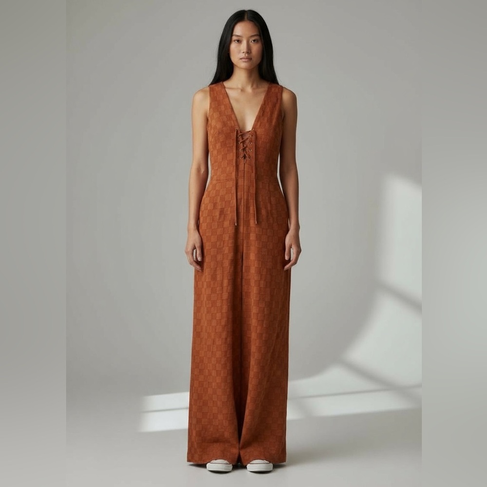 Wide Leg Brown Jumpsuit